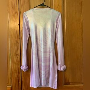 AFRM Women's Orchid Shani Shimmer Rosette Open Back Pullover Mini Dress Size: M